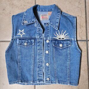 Vintage 90's Kikomo Blue Jeans Denim Vest Size Small